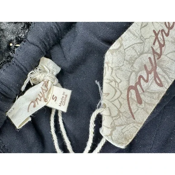 NWT Blk Velvet Metallic Gold Star Print‎ Halter Dress Fairy Grunge Whimsy Goth S - Picture 7 of 9